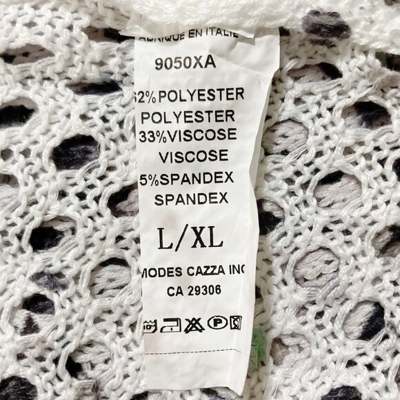 VIA VITALE Vintage white grey black number print long cardigan ~ MEDIUM LARGE XL - Picture 11 of 13